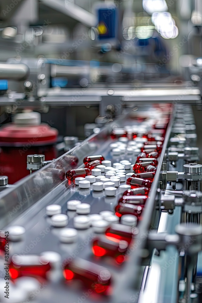 Obraz premium tablets on the conveyor. Selective focus