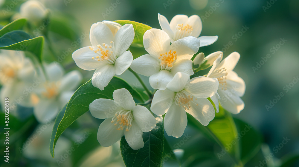 white jasmine flowers in nature 