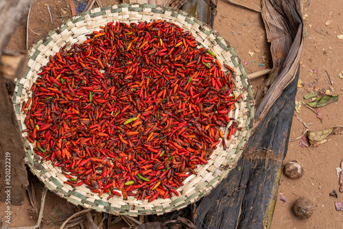 Ethiopia, fresh red chilly pepper. 