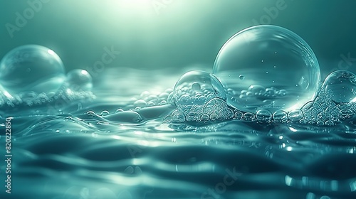  Water bubbles float atop shimmering sunlit water