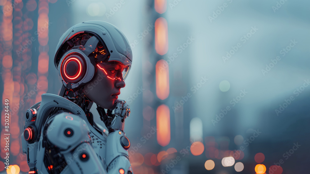 Futuristic Robot in Cyber City Futuristic Robot in Cyber City