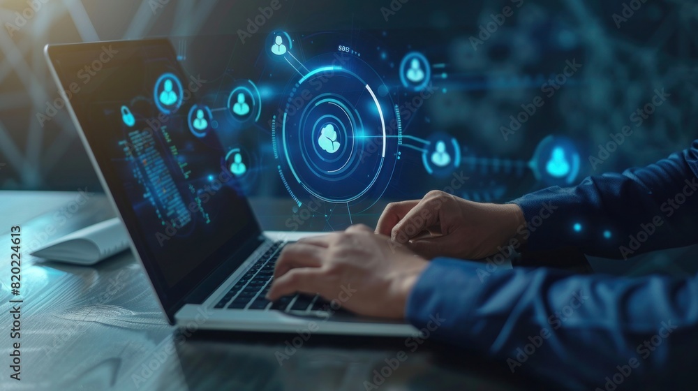 Businessman use tablet with global structure customer network technology, Customer Relationship Management, Businessman use tablet with global structure customer network technology, Customer Relationship Management,
