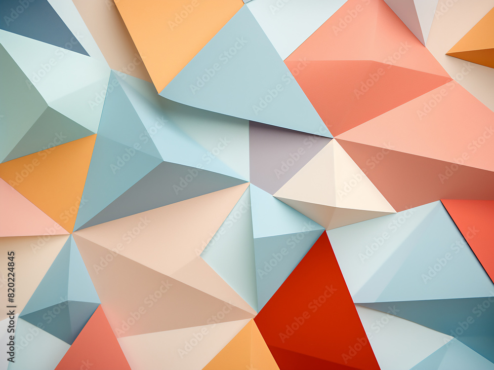 Fototapeta premium Geometric shapes formed by pastel-colored abstract paper layers