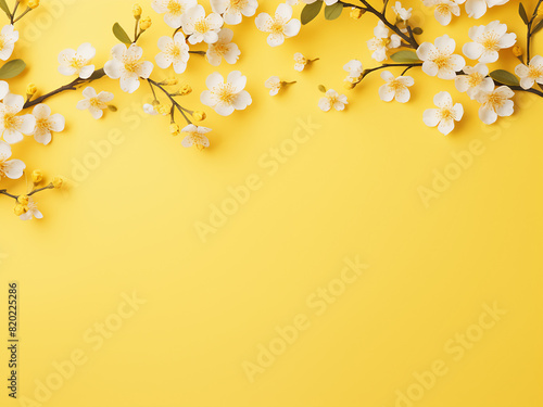 Yellow pastel blossoms create a serene springtime backdrop