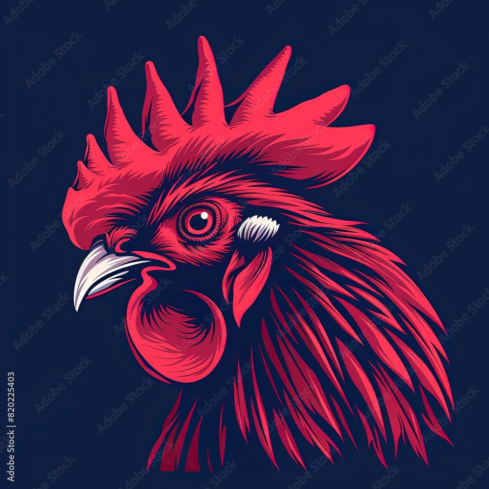 Logo with a portrait of a red rooster.