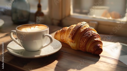 Croissant and a cup of espresso coffee