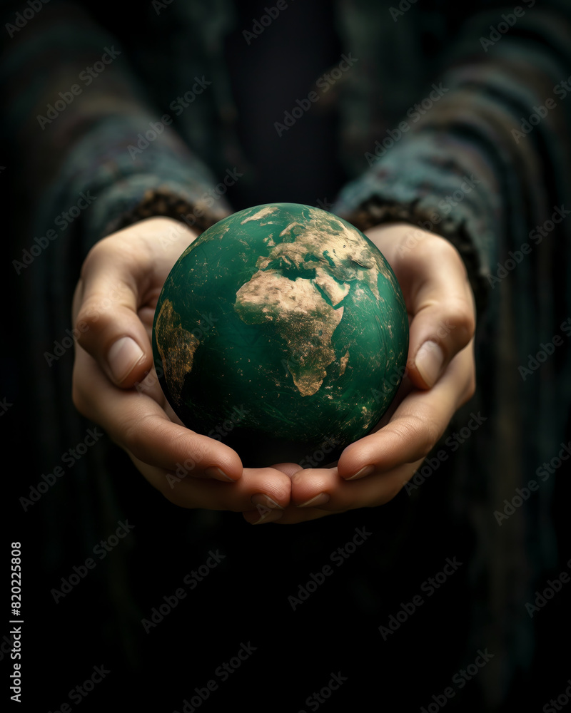 Person Holding Globe in Hands. Person Holding Globe in Hands.