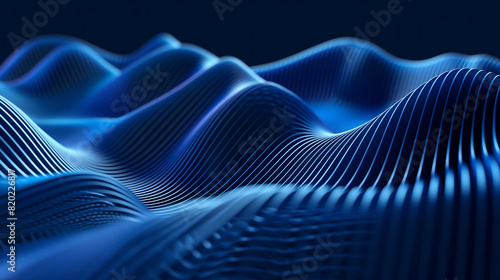 Blue Abstract Background With Wavy Lines