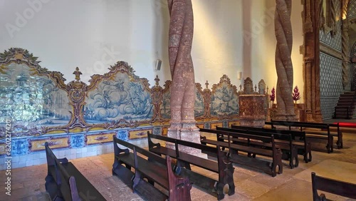 Interior of Monastery of Jesus of Setubal in Portugal. Church of the former Monastery of Jesus. First Manueline-style building in Portugal photo