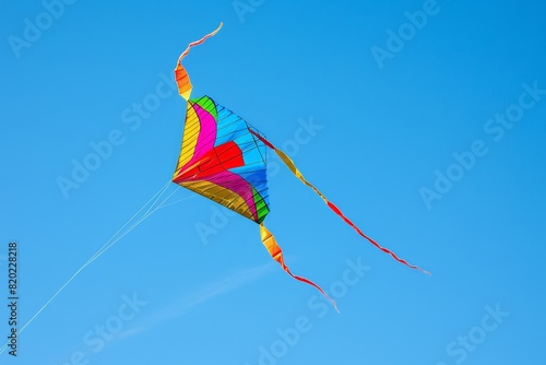 Colorful Kite Soaring High in a Clear Blue Sky on a Sunny Day