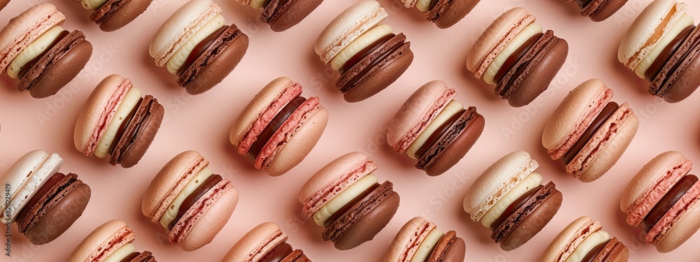 Fototapeta premium top view of macaroons. Selective focus