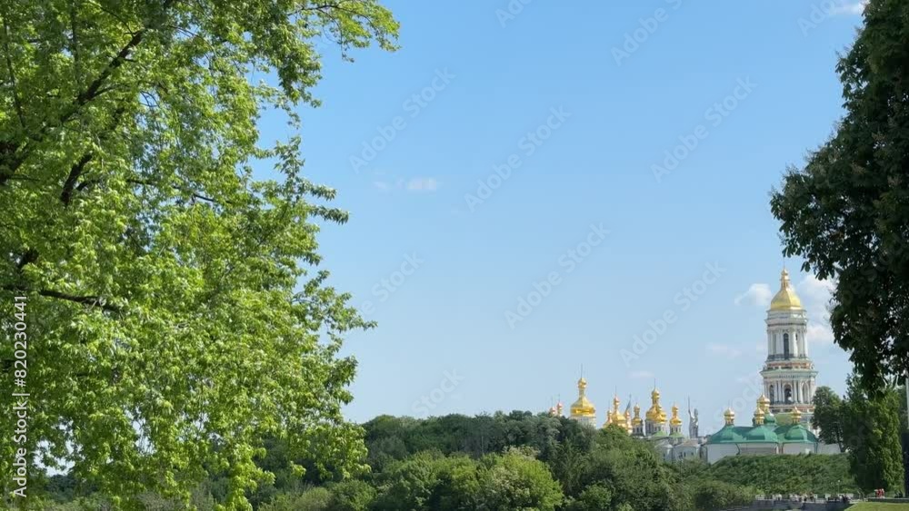 View on the park and domes of Lavra monastery in Kyiv Ukraine. View on the park and domes of Lavra monastery in Kyiv Ukraine.