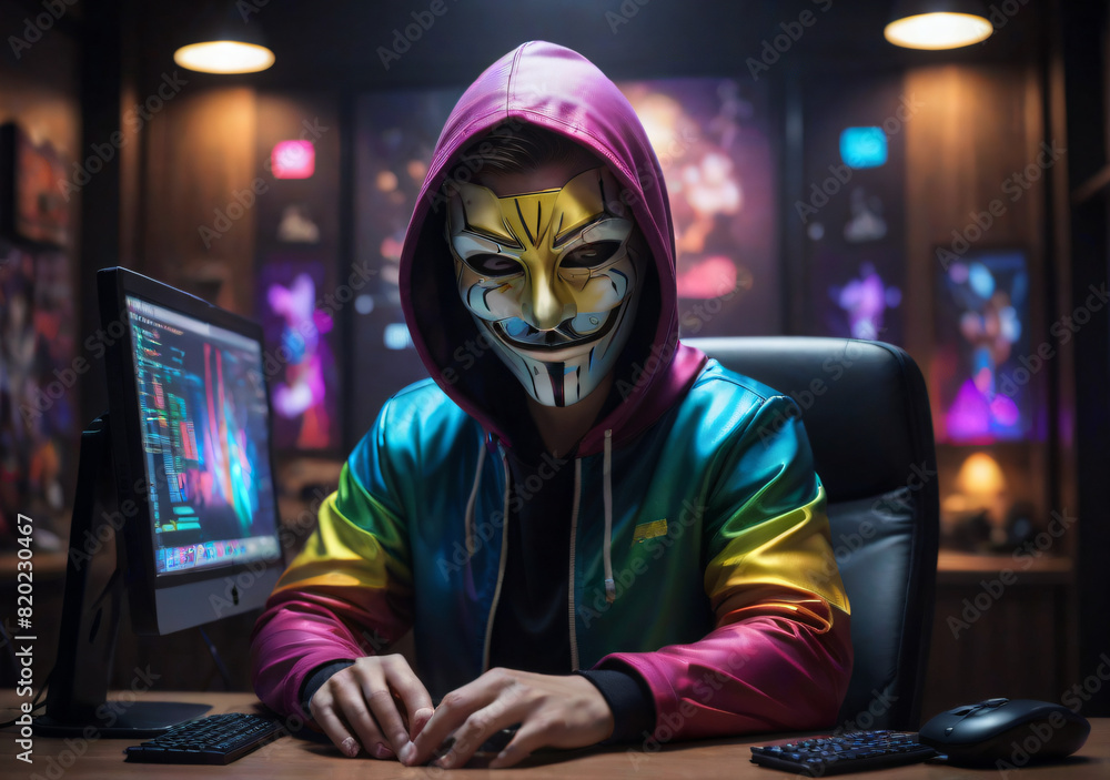 person in mask, hacker