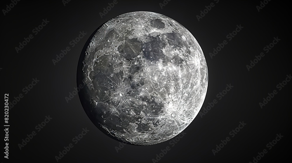 Naklejka premium Full moon in the dark night. Black background.