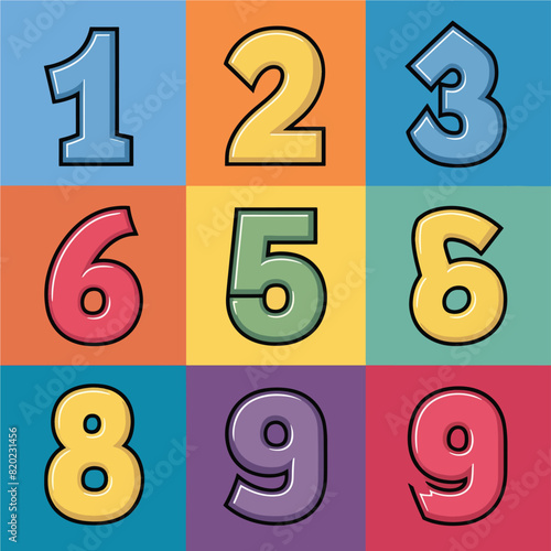 Cute numers icons for kids book