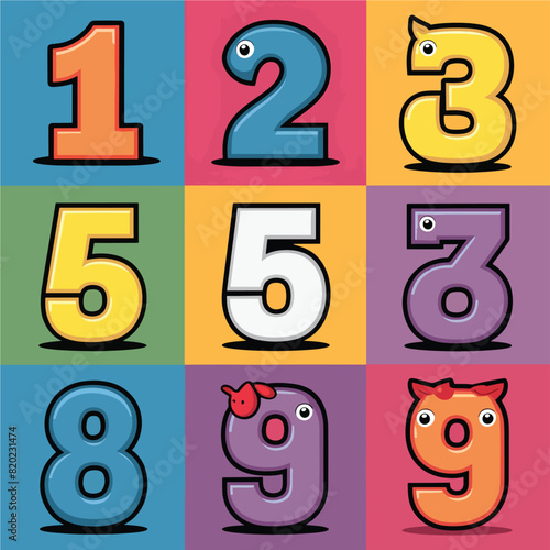 Cute numers icons for kids book