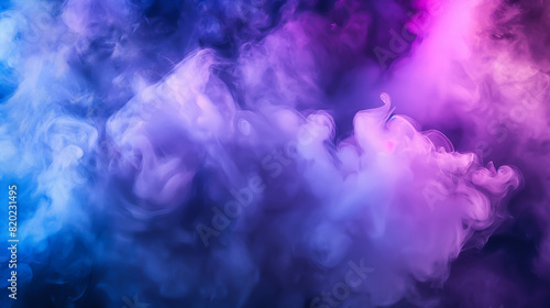 Dramatic smoke and fog in contrasting vivid red, blue, and purple colors. Vivid and intense abstract background or wallpaper