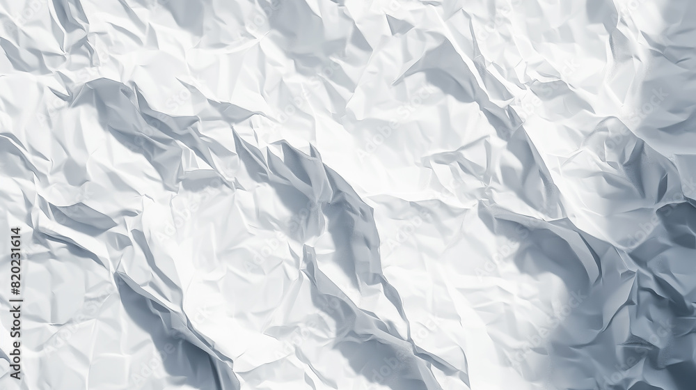 Obraz premium White wrinkled paper template, Background of white empty wrinkled paper, White creased paper background texture, Wrinkled paper