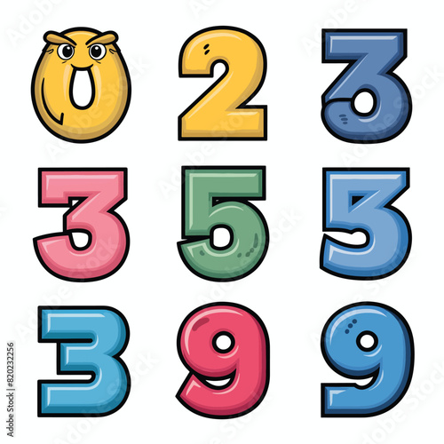 Cute numers icons for kids book