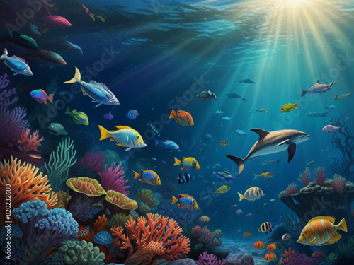 A whimsical underwater scene vector illustration © theeve
