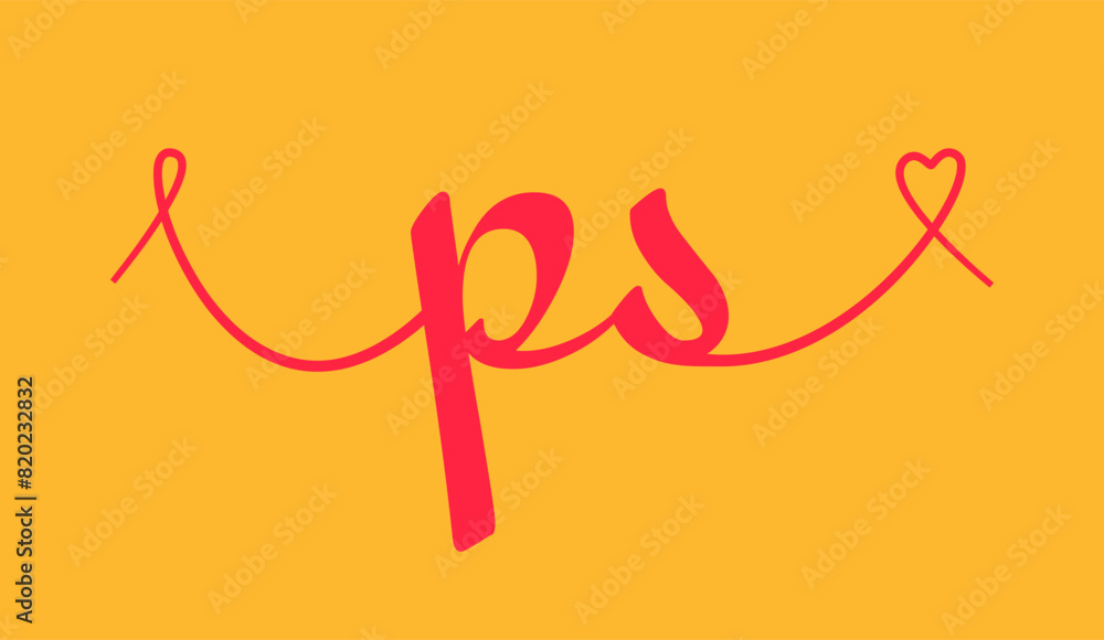 Obraz premium PS initial wedding monogram calligraphy vector illustration. Hand drawn lettering p and s love logo design for valentines day poster, greeting card