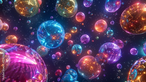 A mesmerizing galaxy of vibrant, interconnected orbs floating in a cosmic dance.