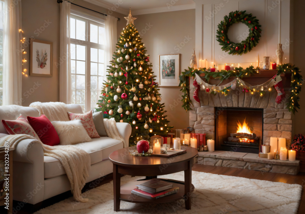 living room with christmas tree living room with christmas tree