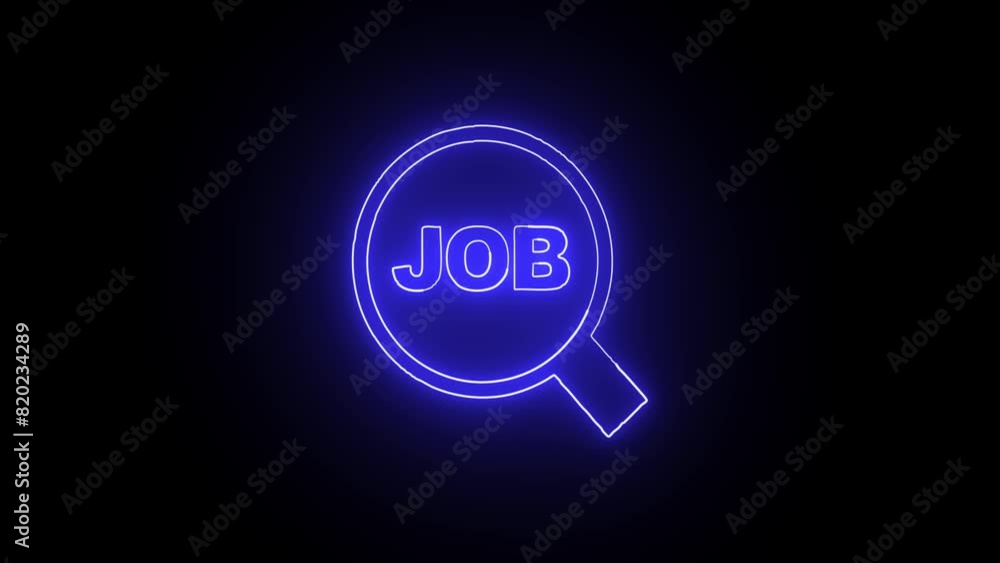 Glowing Neon Job Search Icon Animated Linear Icon Video, Isolated on Black, HD Motion Graphic Animation Glowing Neon Job Search Icon Animated Linear Icon Video, Isolated on Black, HD Motion Graphic Animation