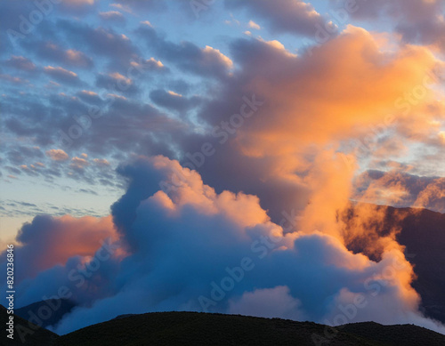 Nice clouds over Sierra Elvira in Granada at sunset
 photo