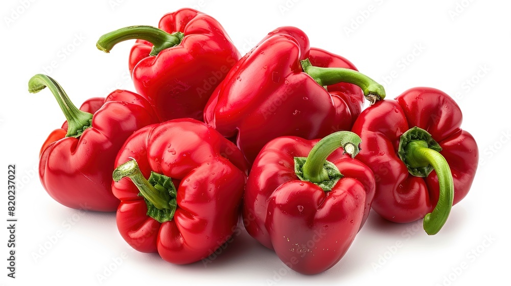 Group of red bell peppers on a white background clipping path Group of red bell peppers on a white background clipping path