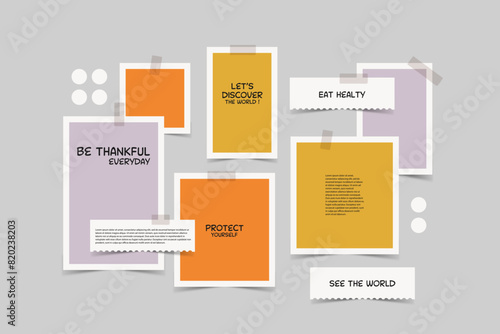 Vector photo collage template moodboard pictures grids vector illustration	
