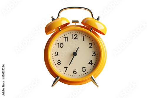 3D Alarm Clock isolated on transparent background, cut out, PNG.