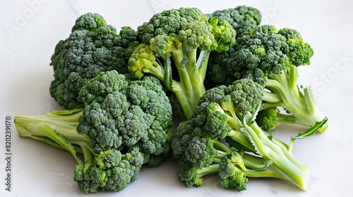 Luminous Green Broccoli, Fresh and Healthy, on a Pure White Surface