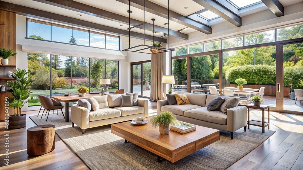 An airy, open-concept living space with ample natural light streaming in