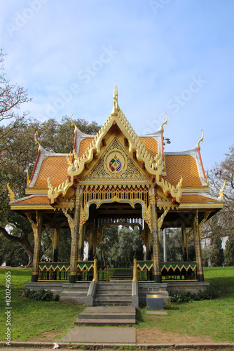 Wallpaper Mural Pavilhão Sala Thai, open pavilion, used as a meeting place and to give people shade. Installed in the Vasco de Gama gardens,  Lisbon, Portugal. Torontodigital.ca