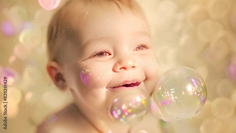 A chubby baby is joyfully playing with bubbles in front of a blurry background, A chubby baby with rosy cheeks and a dimpled chin, blowing bubbles and cooing happily A chubby baby is joyfully playing with bubbles in front of a blurry background, A chubby baby with rosy cheeks and a dimpled chin, blowing bubbles and cooing happily