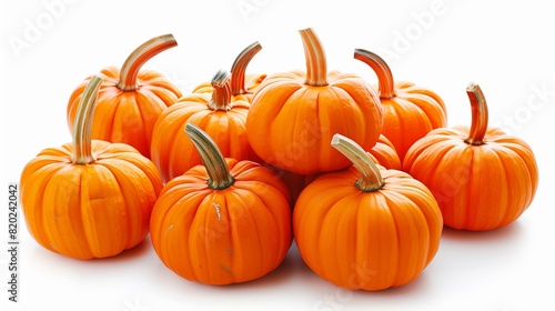 Vivid Orange Pumpkins, Autumnal and Rich, on a Clean White Ground
