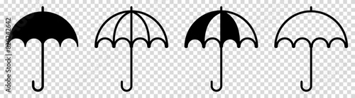 Umbrella icons set. Protection parasol symbol. Vector illustration isolated on transparent background