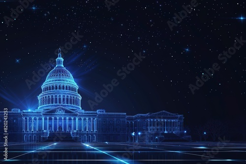 abstract background with the US capitol building and stars photo