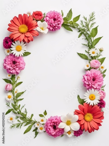 A vibrant square frame composed entirely of colorful flowers. Perfect for framing photographs  invitations  greetings cards or any other creative project.