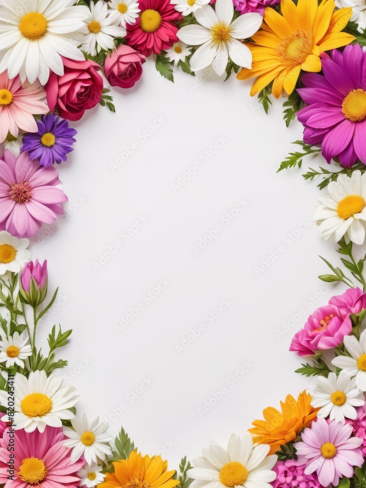 A vibrant square frame composed entirely of colorful flowers. Perfect for framing photographs, invitations, greetings cards or any other creative project. A vibrant square frame composed entirely of colorful flowers. Perfect for framing photographs, invitations, greetings cards or any other creative project.