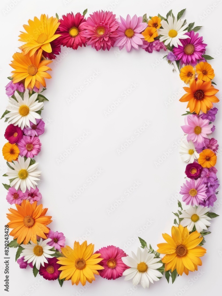 A vibrant square frame composed entirely of colorful flowers. Perfect for framing photographs, invitations, greetings cards or any other creative project. A vibrant square frame composed entirely of colorful flowers. Perfect for framing photographs, invitations, greetings cards or any other creative project.