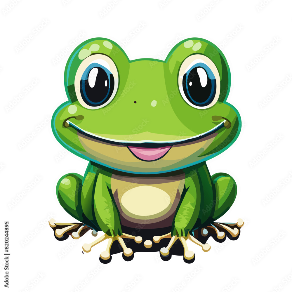 Fototapeta premium Vector illustration of cute frog cartoon.