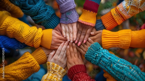 Diverse hands stacked in unity and support