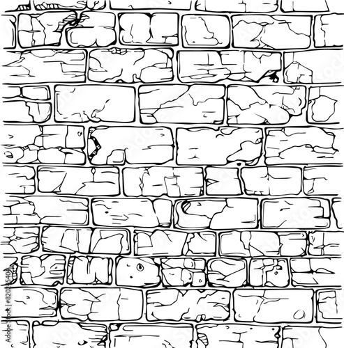 black vector pattern brick wall motif  abstract art and decoration  seamless nocolor transparent shapes isolated monochrome background texture  overlay  decorative print design backdrop