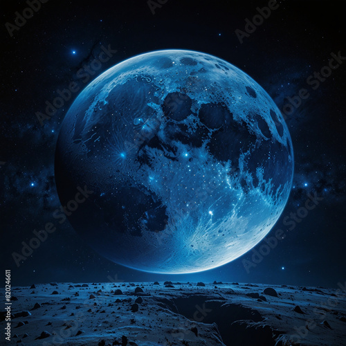 ark_blue_planet_above_the_moon_with_stars_around_it -