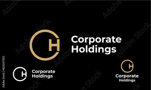 Corporate holding letter ch business name logo design ideas 