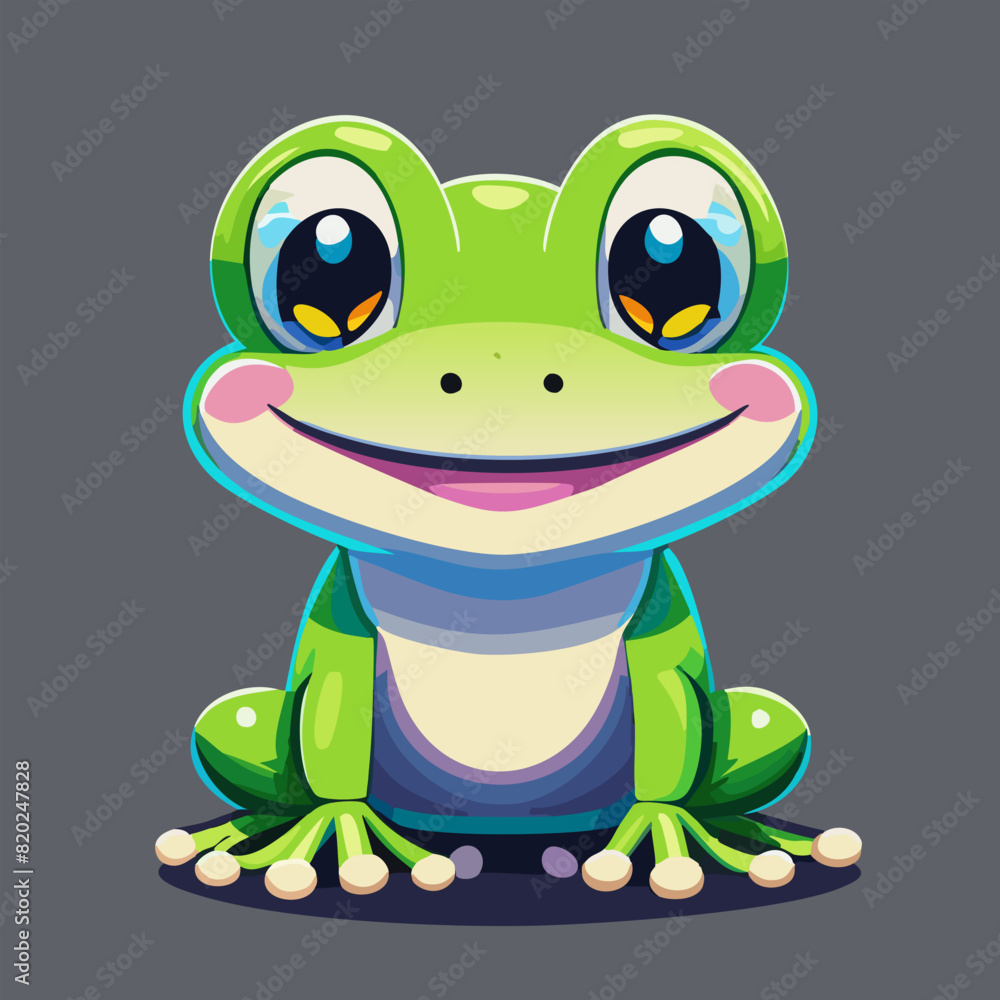 Fototapeta premium Vector illustration of cute frog cartoon.