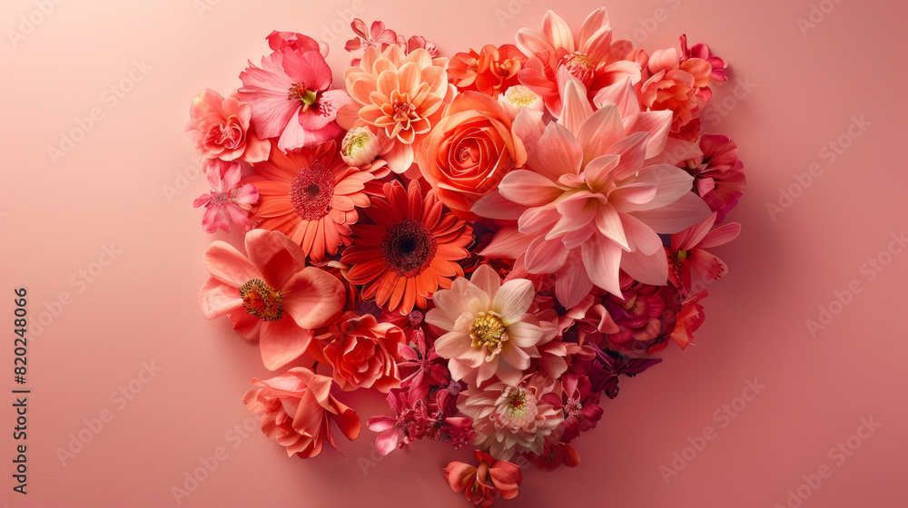 Embrace the Pantone Color of the Year 2019, Living Coral, for Valentine's Day. A heart made of vibrant blooms captures the essence of love and fashion. Embrace the Pantone Color of the Year 2019, Living Coral, for Valentine's Day. A heart made of vibrant blooms captures the essence of love and fashion.