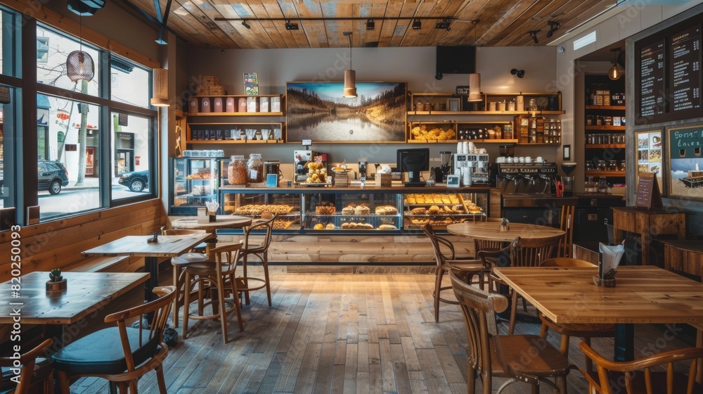 Fototapeta premium Bakery shop and modern caffee design, AI generated